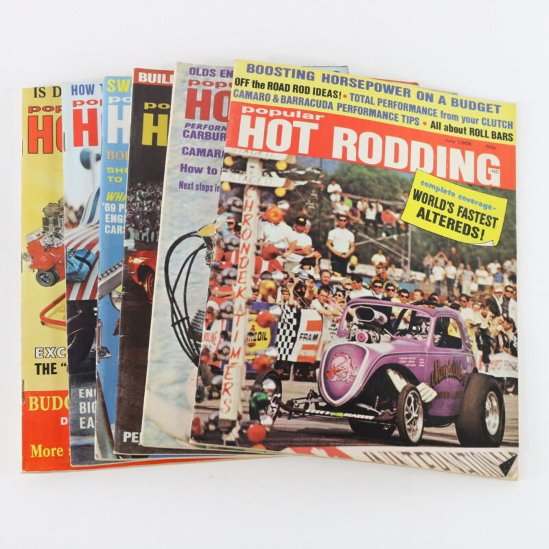 Lot Of 6 Popular Hot Rodding July Aug Sep Oct Nov Dec 1968 Vintage Car Magazines