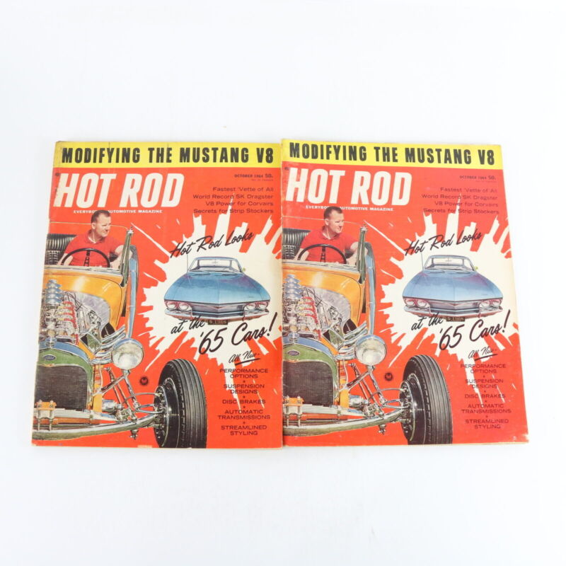 Lot Of 10 Hot Rod Modifying Mustang V8 October 1964 Vintage Car Magazines