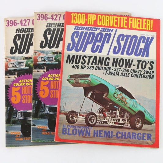 Lot Of 3 Rodder & Super Stock July & Nov 1968 Vintage Car Magazines