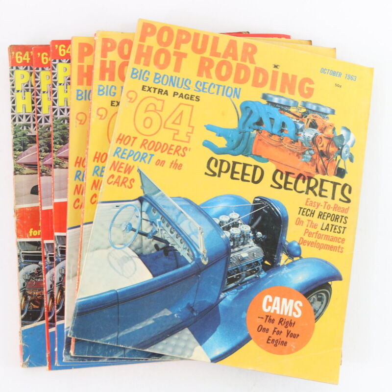 Lot Of 6 Popular Hot Rodding October & November 1963 Vintage Car Magazines