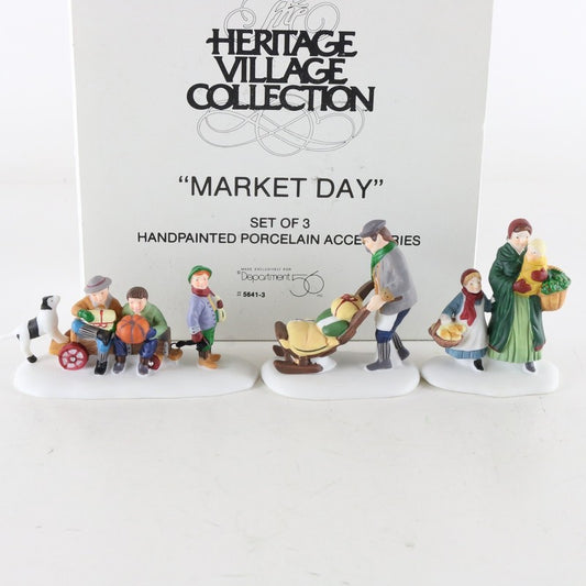 Dept 56 Heritage Village Market Day Set Of 3 Porcelain Christmas 5641-3