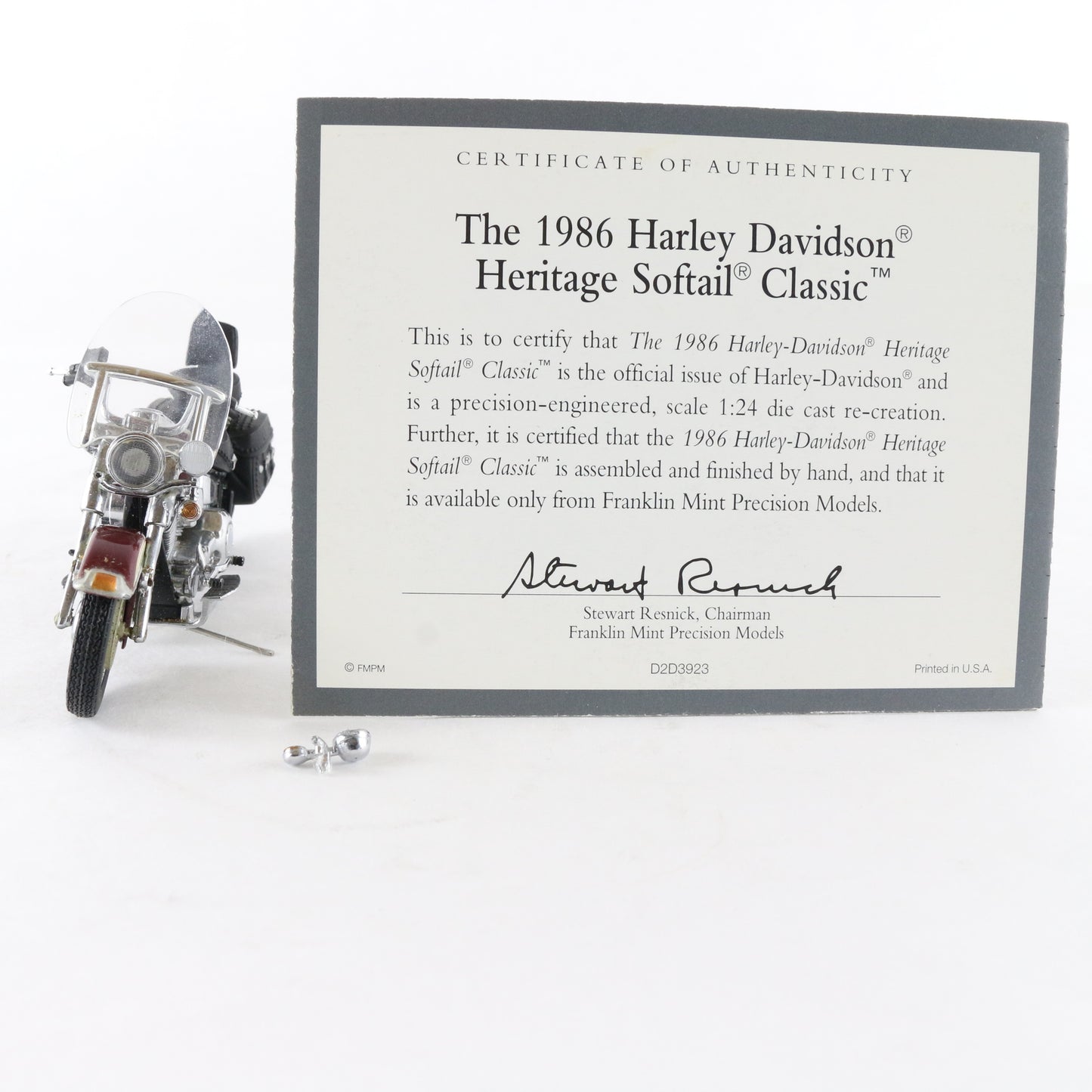 1986 Harley Davidson Heritage Softail Classic Franklin Mint 1:24 Motorcycle