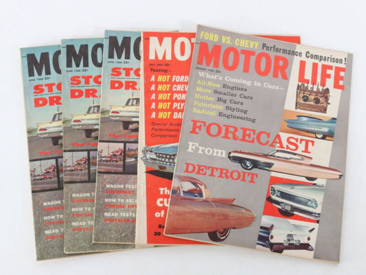 Lot Of 5 Motor Life Vintage Car Magazines June July August 1960 35c