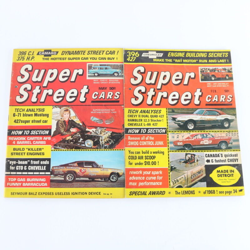 Lot Of 2 Super Street Cars May & February 1968 Vintage Car Magazines