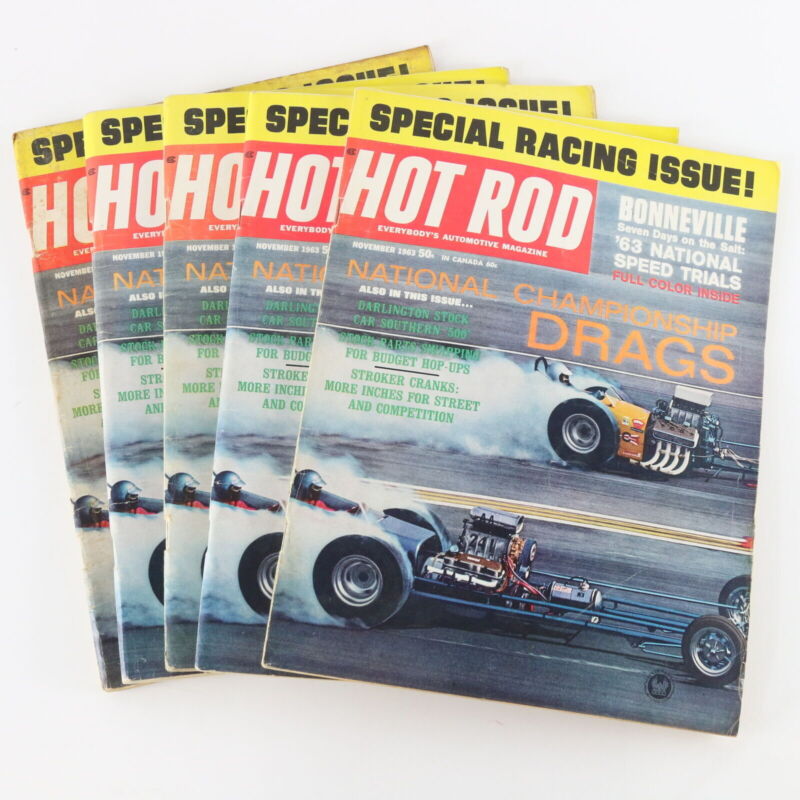 Lot Of 5 Hot Rod Racing Issue National Champ Drags Nov 1963 Vintage Magazines