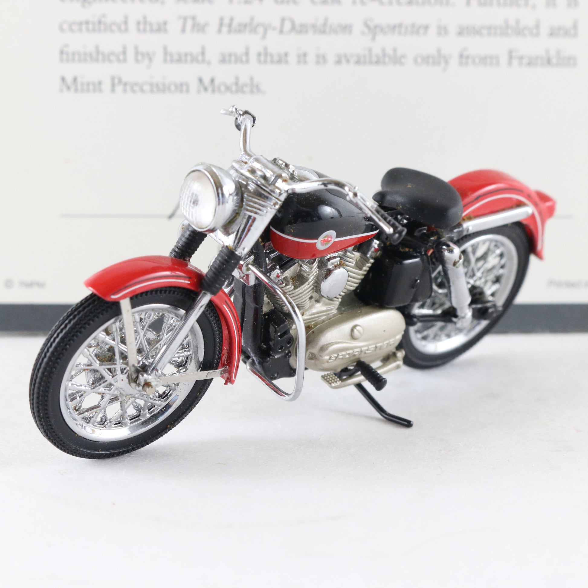 1957 Harley Davidson Sportster Red Black Franklin Mint 1:24 Model Motorcycle