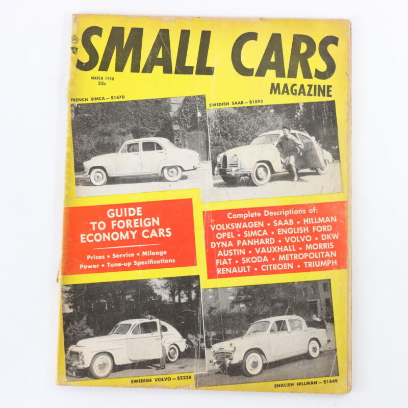 Small Cars Guide To Foreign Economy Cars March 1958 Vintage Magazine