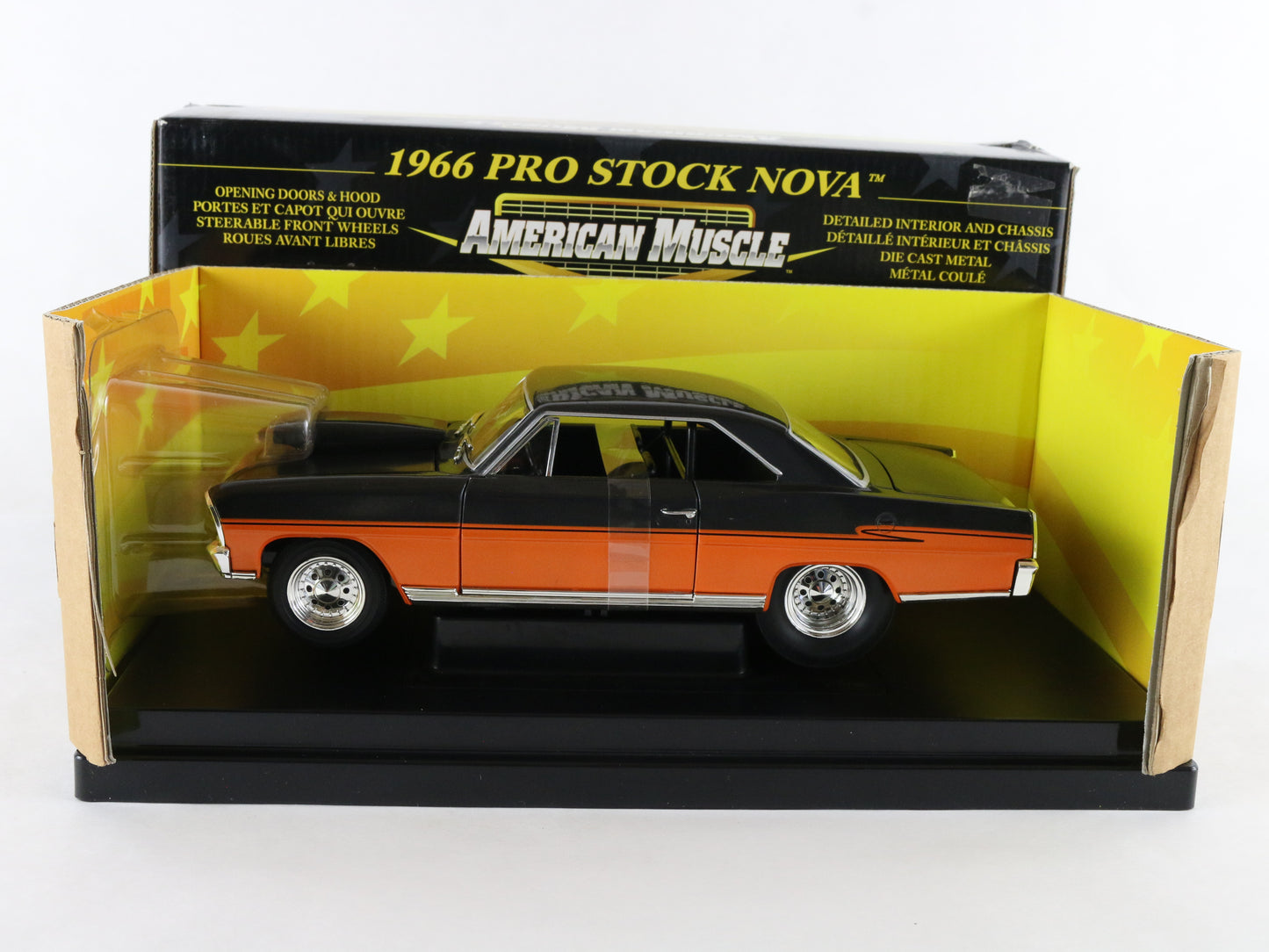 1966 Chevy Nova Pro Stock Orange Black American Muscle ERTL 1:18 Model Car 36269