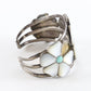Vintage Zuni Native American Turquoise Mother Or Pearl Flower Silver Bracelet