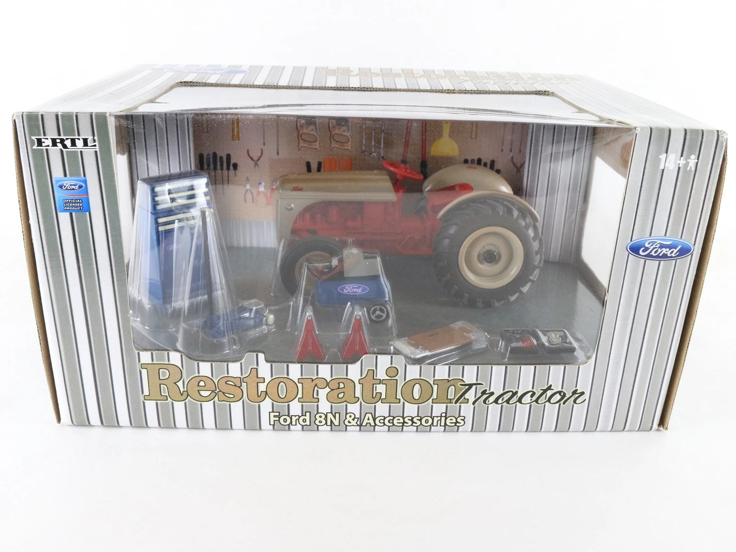 Ford 8N Restoration Tractor & Accessories Tan Red ERTL 1:16 Diecast Model 13780