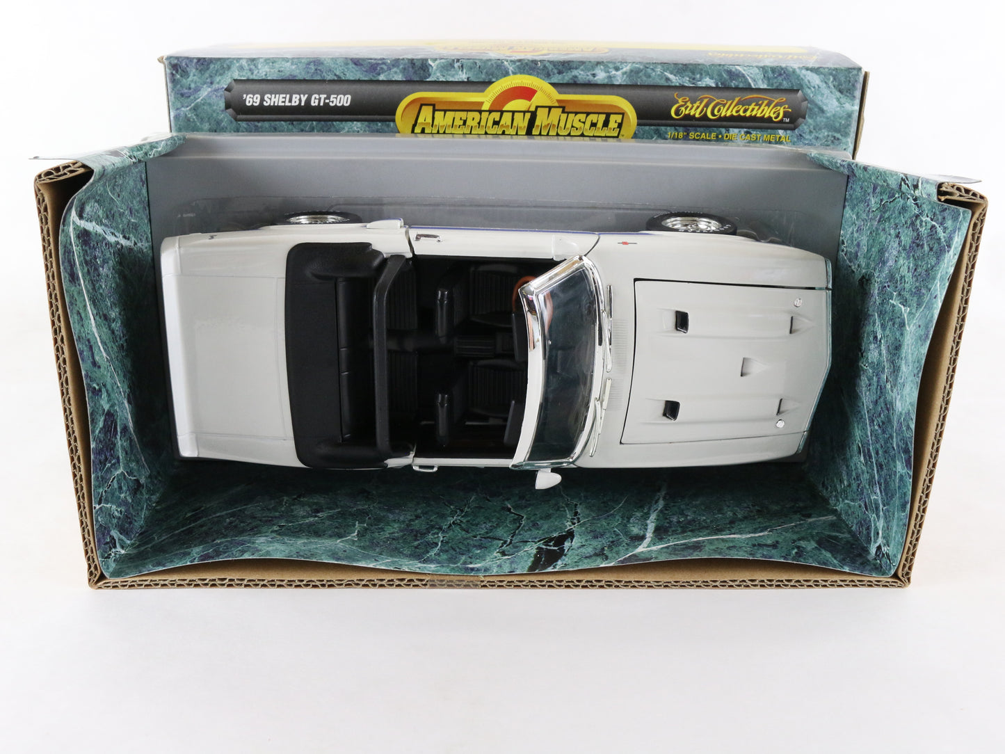 1969 '69 Ford Shelby Mustang GT500 White Blue American Muscle ERTL 1:18 7943