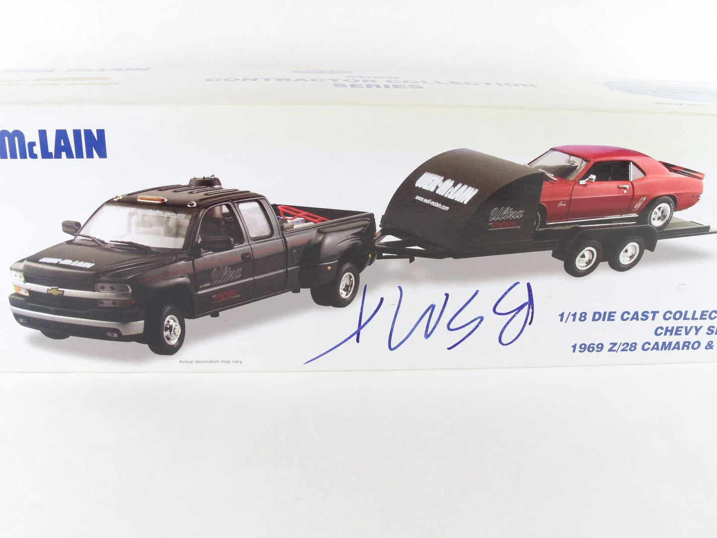 Silverado 1969 Z28 Camaro & Trailer Set Well Mclain Racing Champions 1:18 10