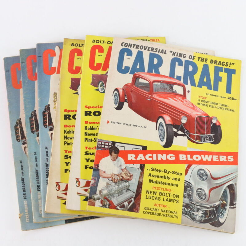 Lot Of 6 Car Craft September October November 1959 Vintage Car Magazines