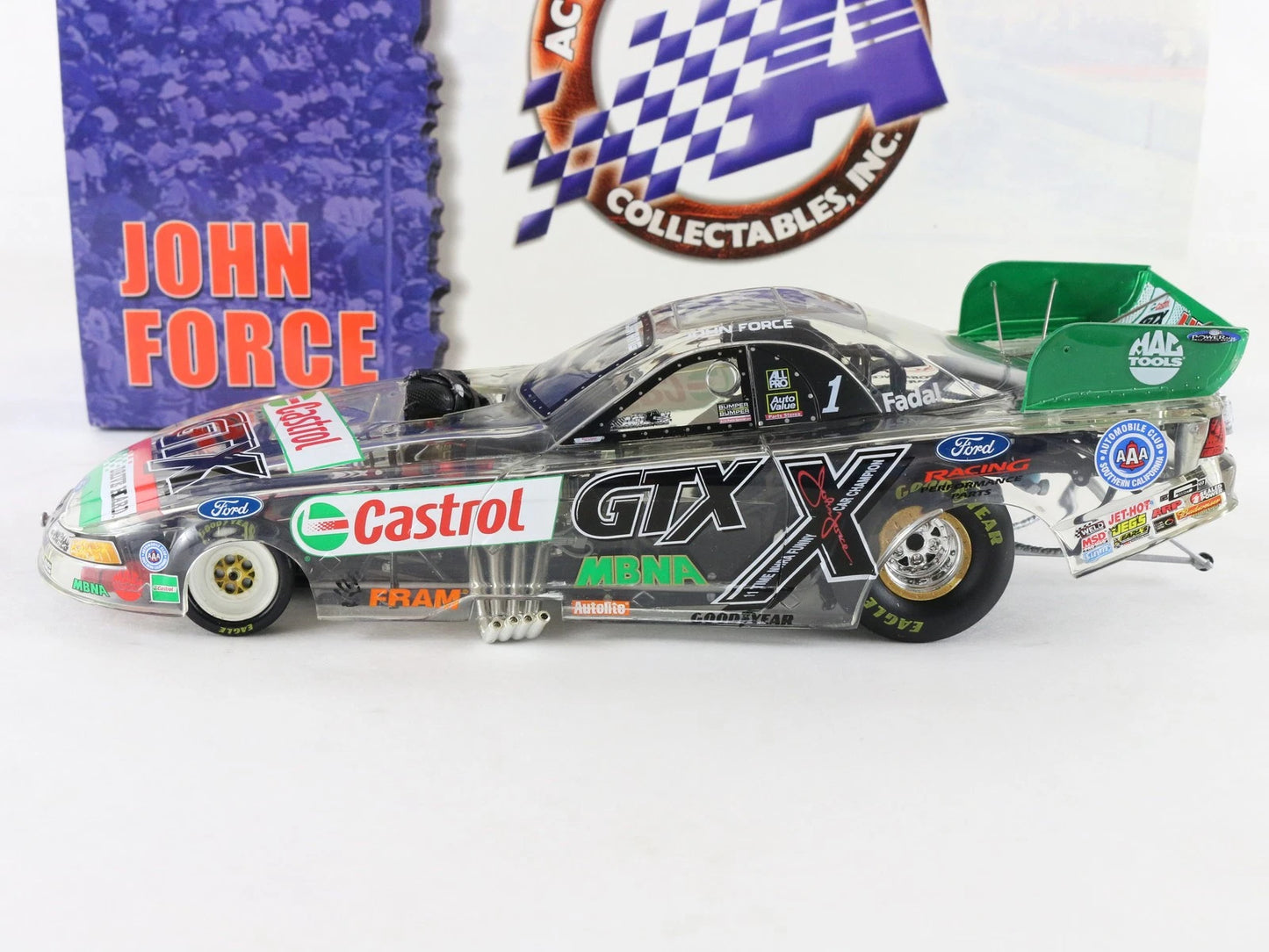 2002 Ford Mustang Funny Car Castrol GTX John Force Action 1:24 Diecast 1 Of 1800