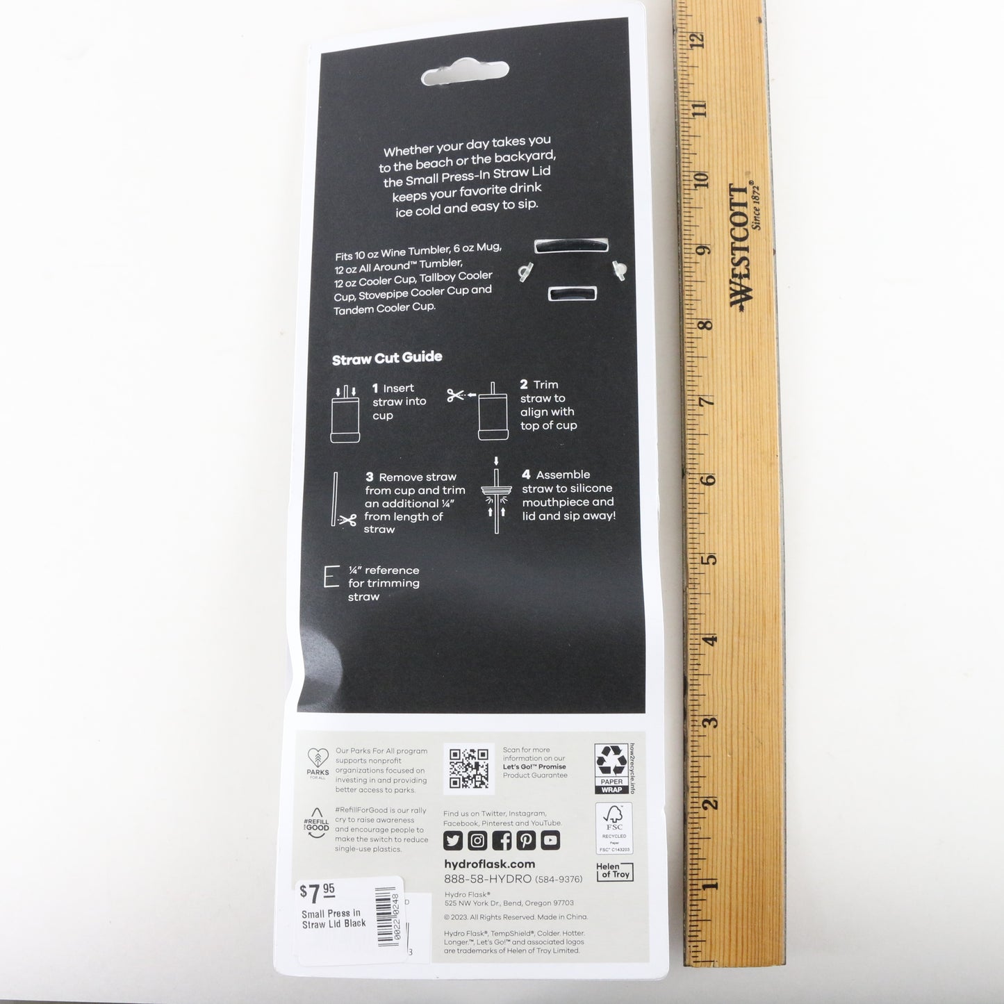 Hydro Flask Small Press-in Straw Lid Tumbler Water Bottle Accessory