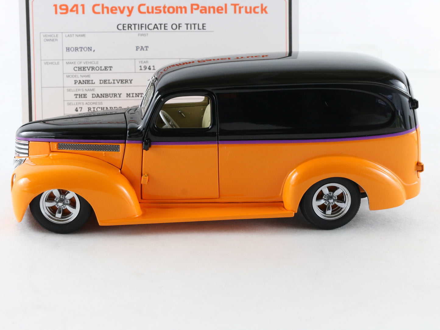 1941 Chevrolet Panel Custom Truck Sixpak Orange Black Danbury Mint 1:24 Model
