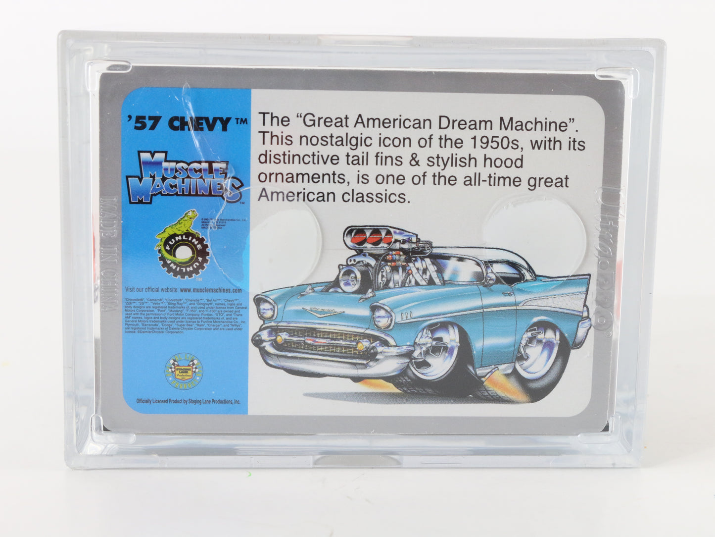 1957 '57 Chevy Orange Supercharged Muscle Machines Funline 1:64 W/ Custom? Case