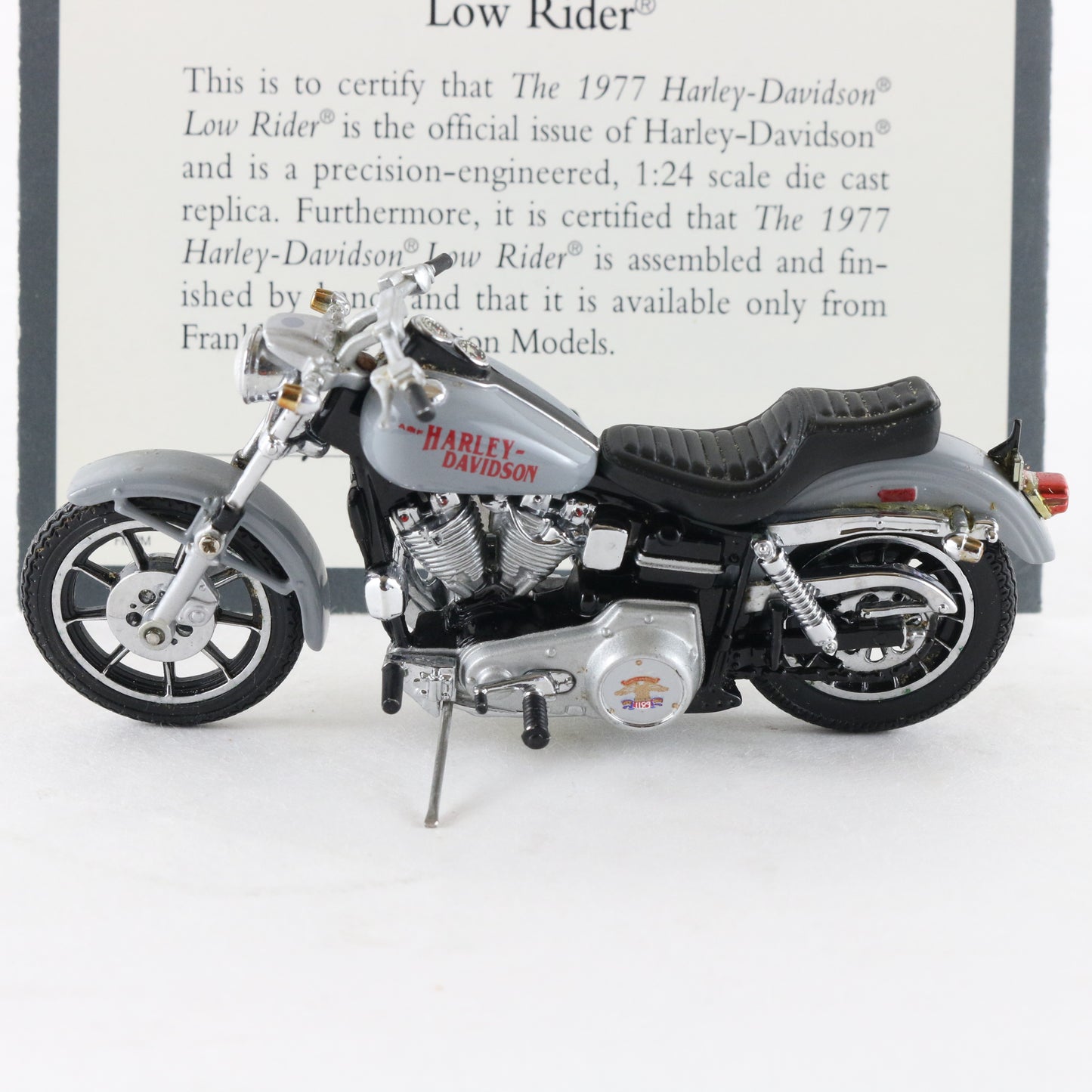 1977 Harley Davidson Low Rider Gray Franklin Mint 1:24 Diecast Model Motorcycle