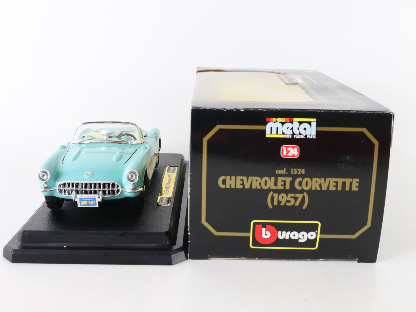 1957 Chevrolet Corvette Convertible Turquiose Bburago 1:24 1524