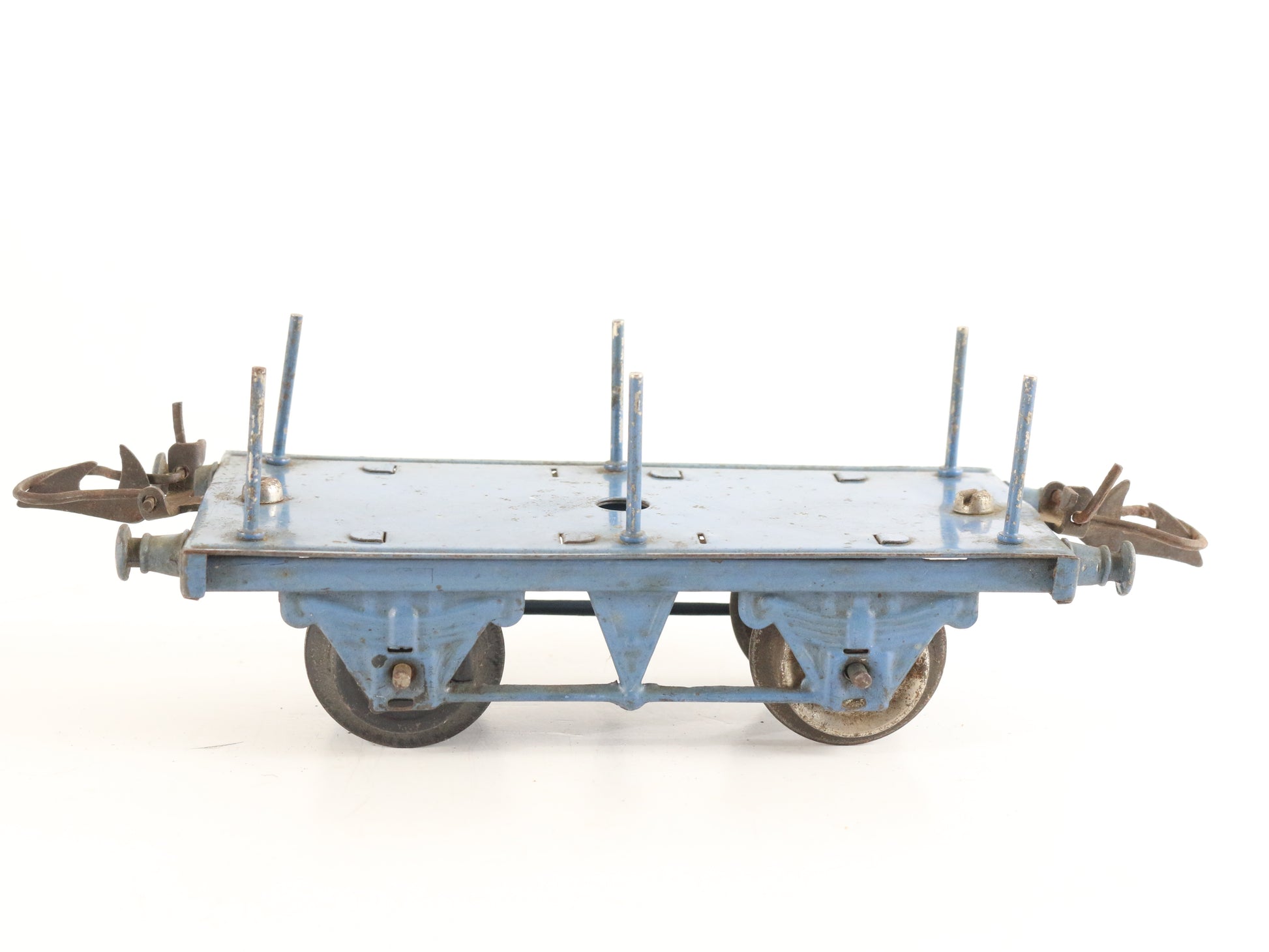 Unnumbered Blue Flat Car W/ Stakes Prewar Hornby Meccano O Model Train vintage stake flat wagon for cargo