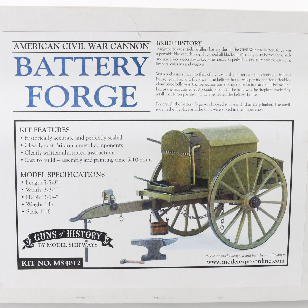 Battery Forge American Civil War Cannon Model Shipways 1:16 MS4012 Kit