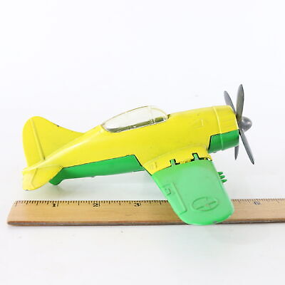 Vintage 1950s Hubley USA Thunderbolt P-47 Metal Plane 6.5” YELLOW GREEN