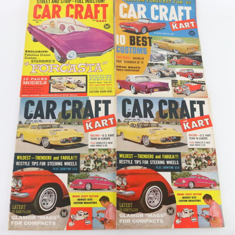 Lot Of 4 Car Craft January February March 1962 Vintage Car Magazines