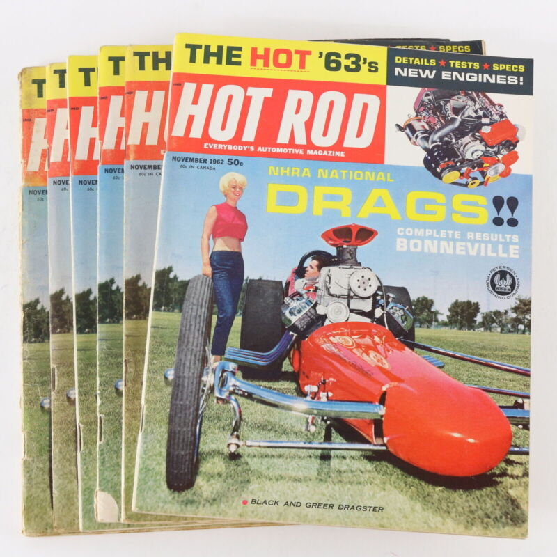 Lot Of 6 Hot Rod '63s NHRA Drags November 1962 Vintage Car Magazines