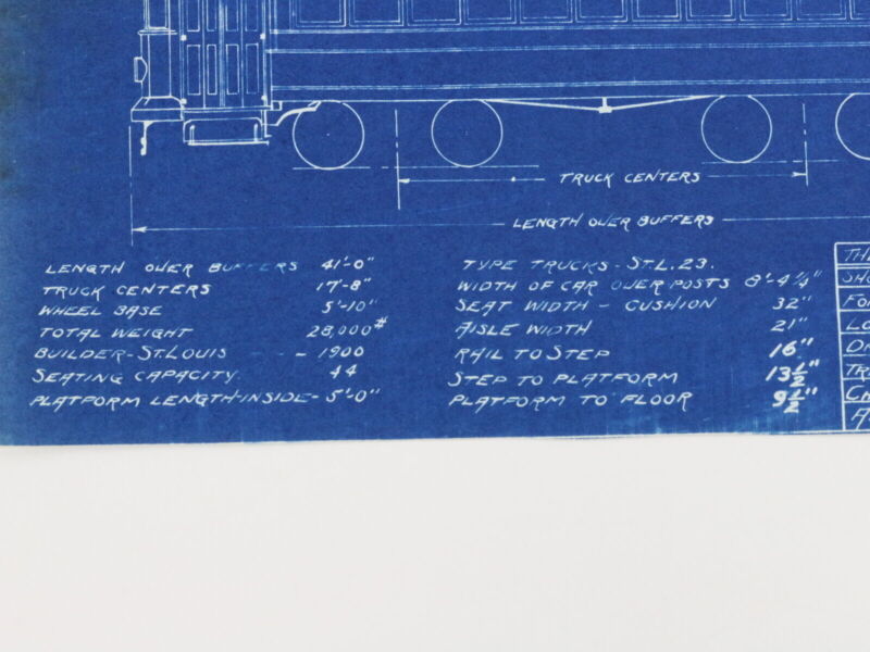 Milwaukee Electric Plan & Elevation Cars 196-249 Inclusive Blueprint 1922 9.75"