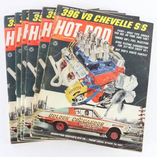 Lot Of 6 Hot Rod 396 V8 Chevelle S/s February 1966 Vintage Car Magazines