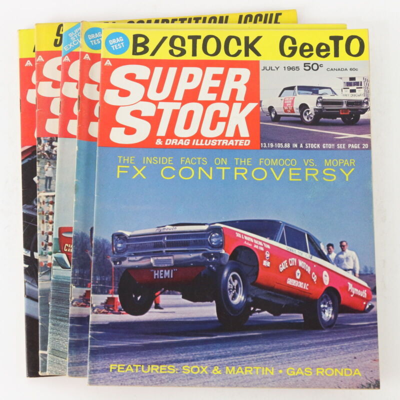 Lot Of 5 Super Stock & Drag Illustrated July Aug Sep Oct 1965 Car Magazines