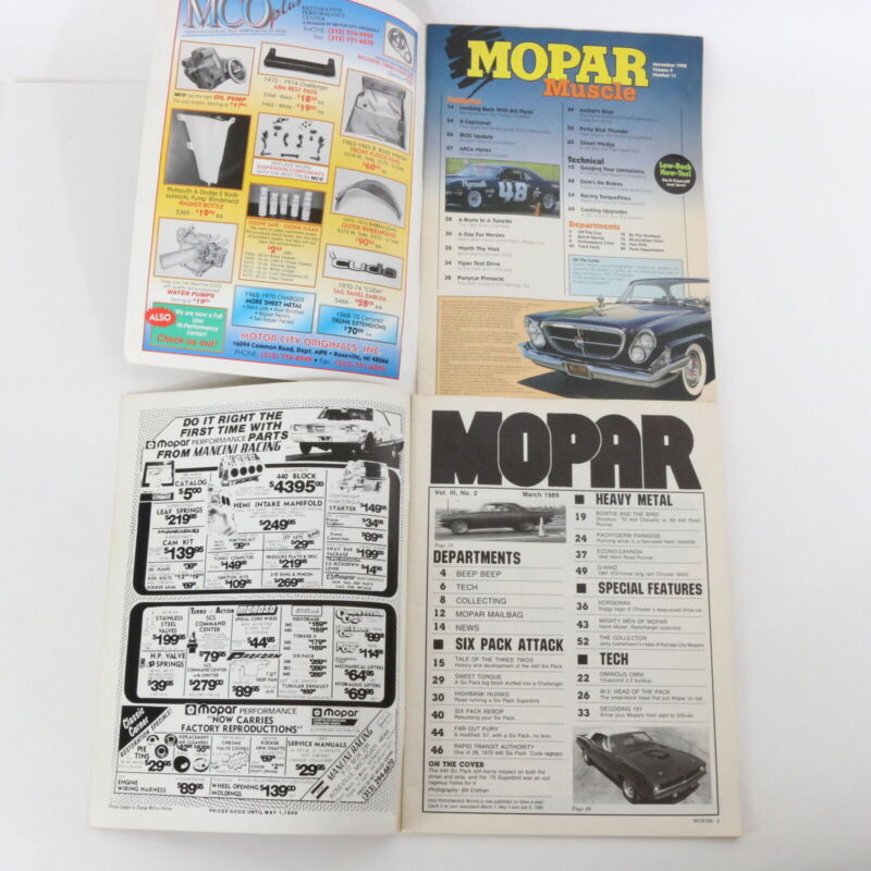 Lot Of 6 Mopar Muscle & High Performance Mopar Car Magazines 1989 1992 1993