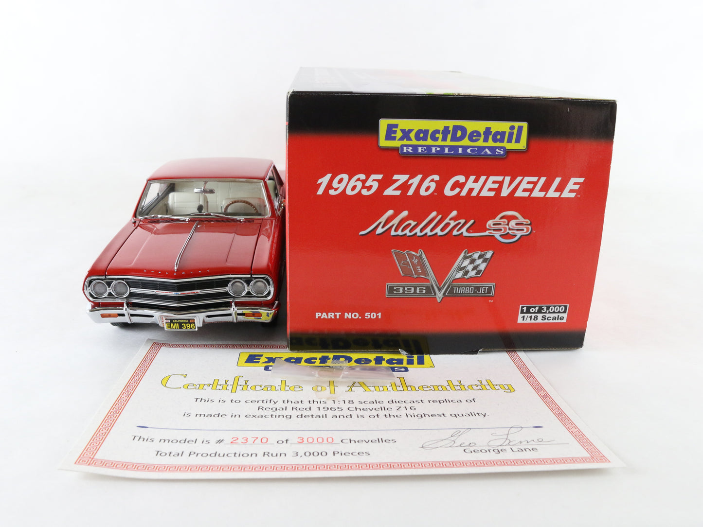 1965 Chevy Chevelle Z16 Malibu SS Red Exact Detail 1:18 Diecast 2370/3000 501