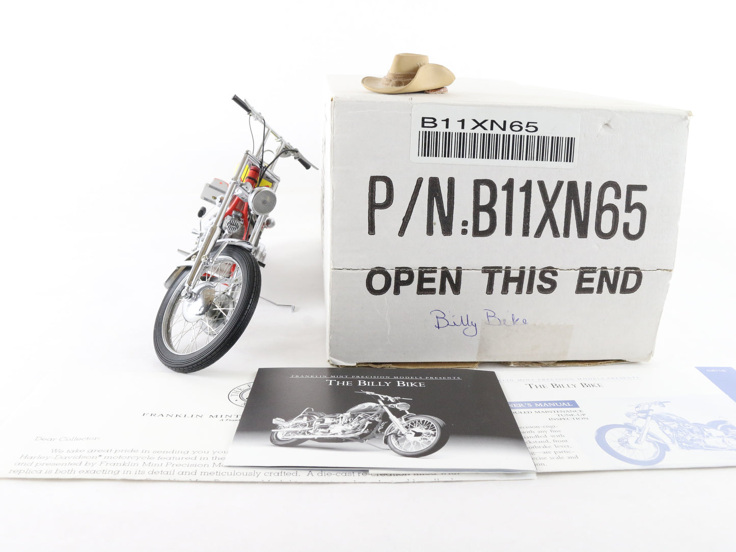 Easy Rider Billy Bike Red Yellow Flames Franklin Mint 1:10 Motorcycle B11XN65