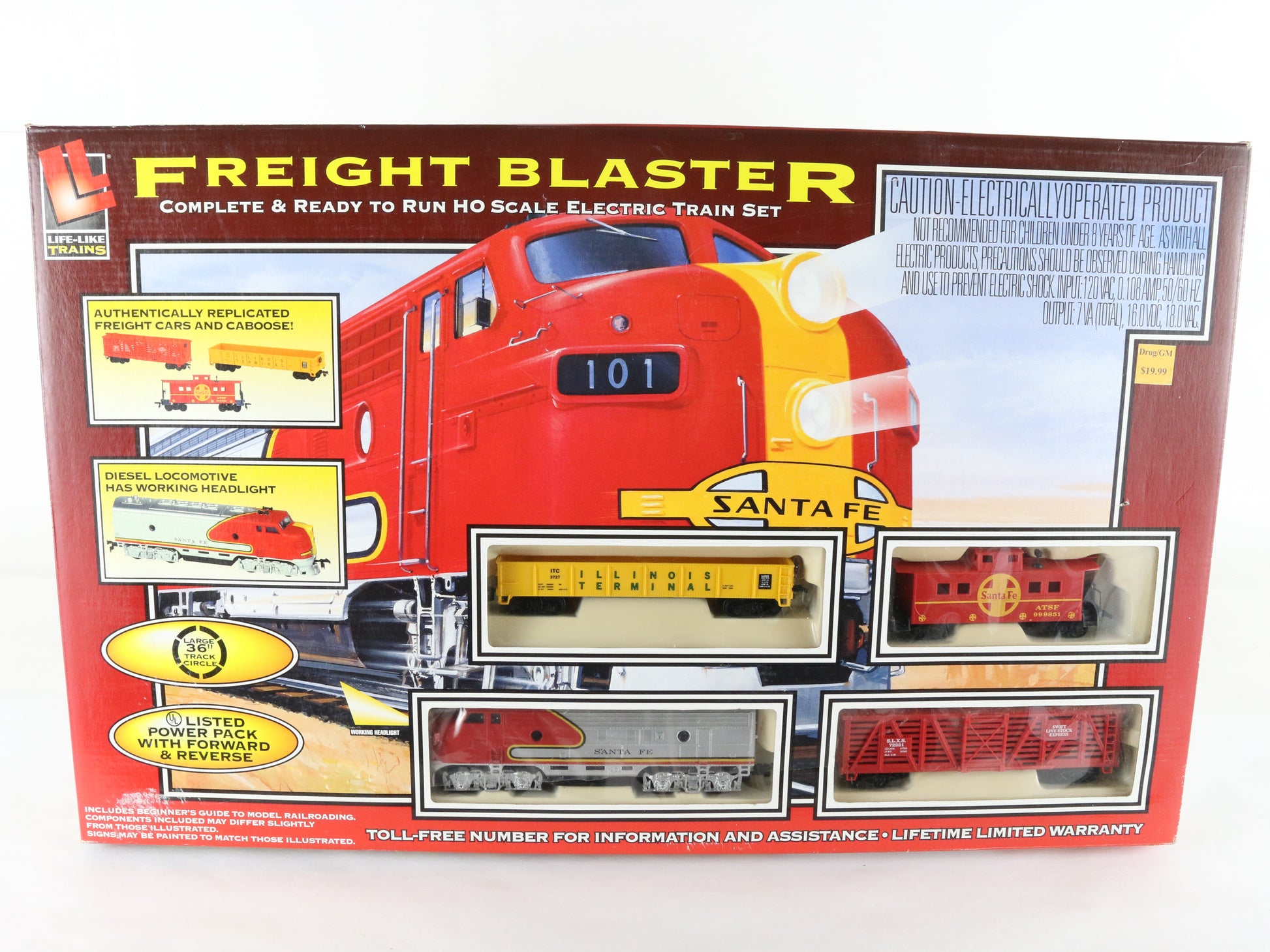 Life-Like HO 8837 Freight Blaster Santa Fe Diesel Locomotive Train Set Unopened