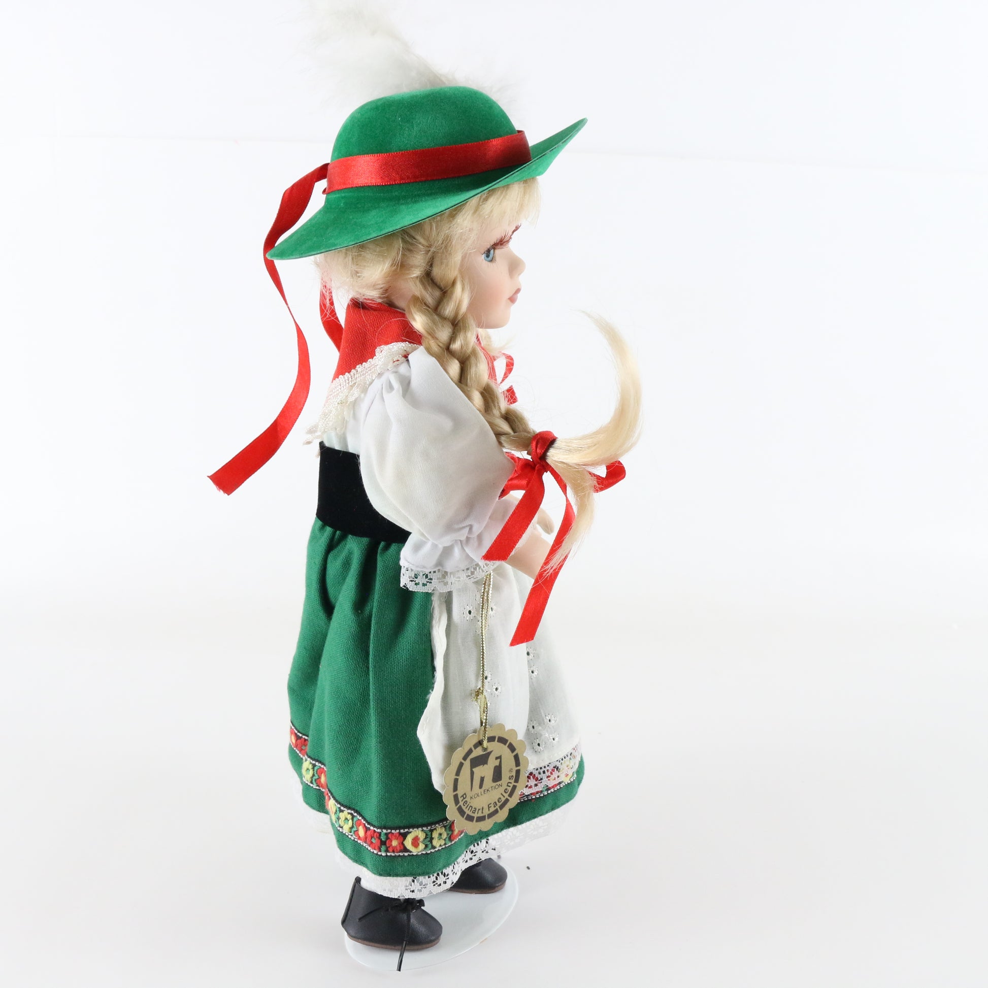 Vintage Reinart Faelens 12" Porcelain Doll W/ Dress & Hat