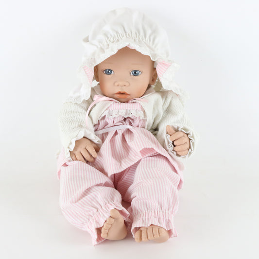Angela Sutter White & Pink Clothing Large 16" Vinyl Baby Doll W/ Hat