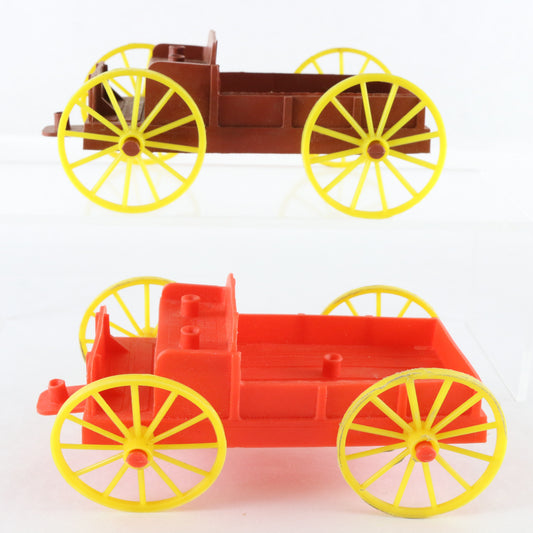 Lot Of 2 Vintage Buckboard Wagons Dark & Light Red MPC 5.5" Plastic Models