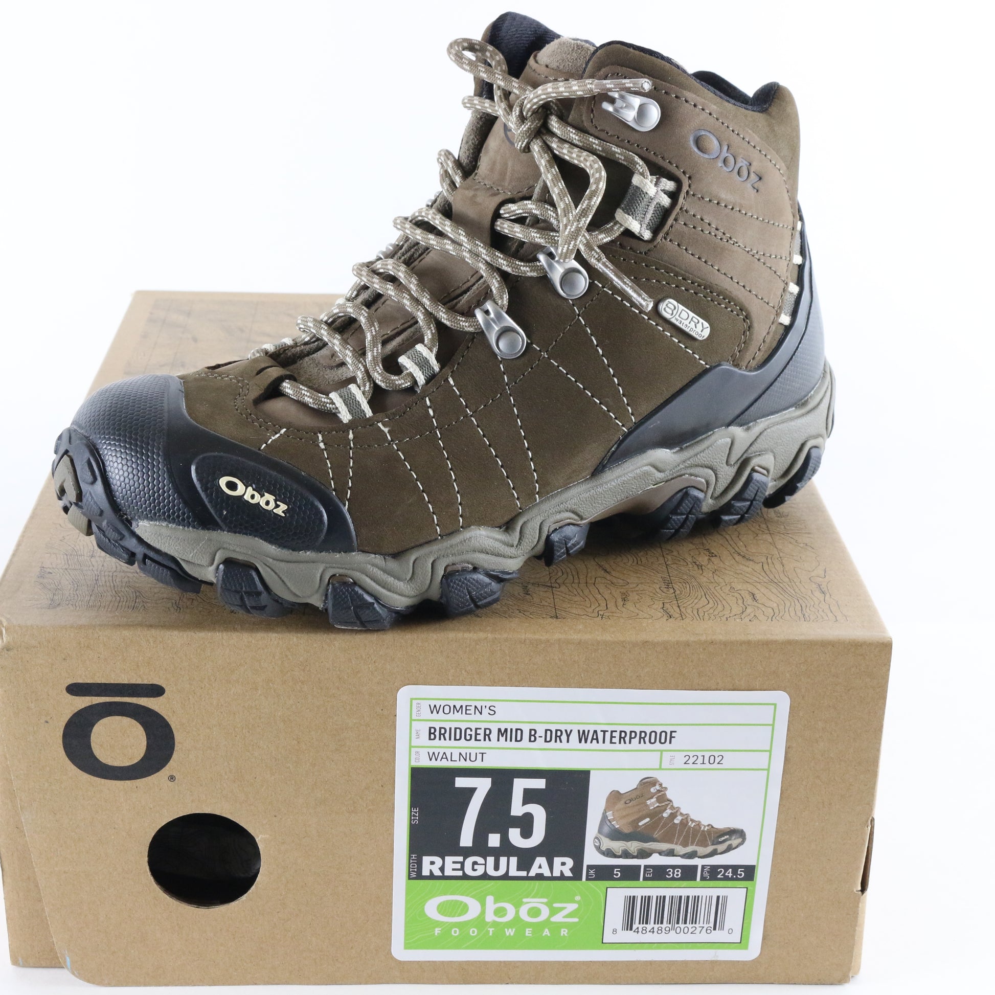 Oboz Bridger Mid B-Dry Waterproof Womens Walnut Winter Hiking Boots Size 7.5 USA