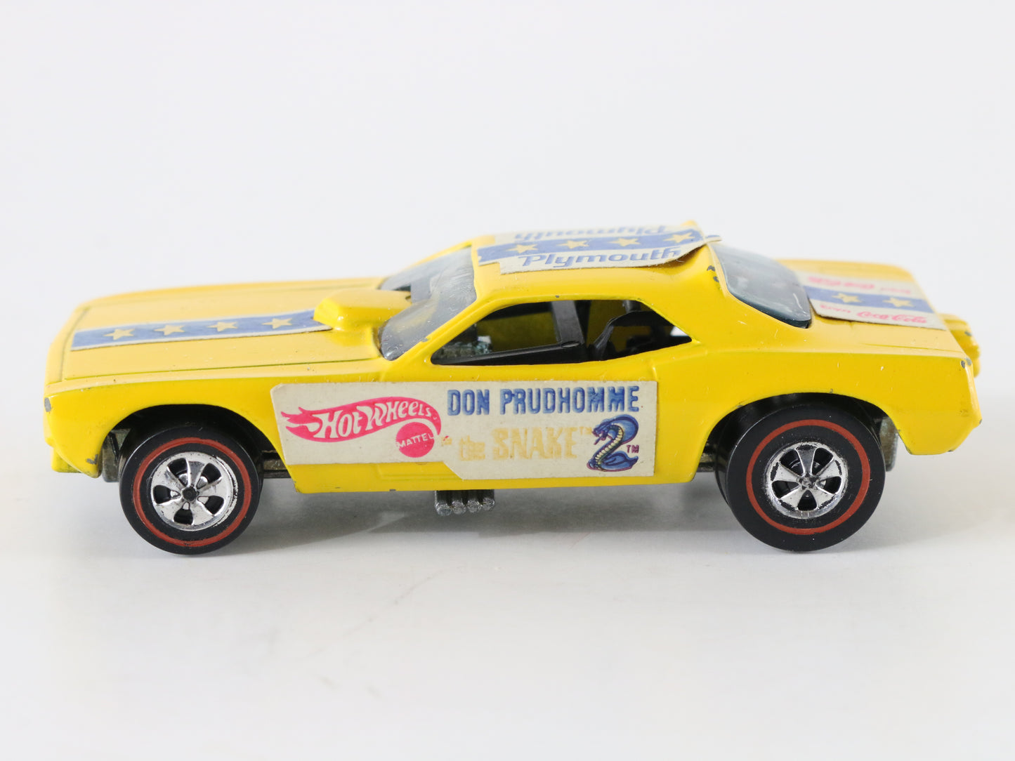 1970 Redline Hot Wheels ENAMEL PLYMOUTH Prudhomme Snake W/ Decals 1:64 6409 USA