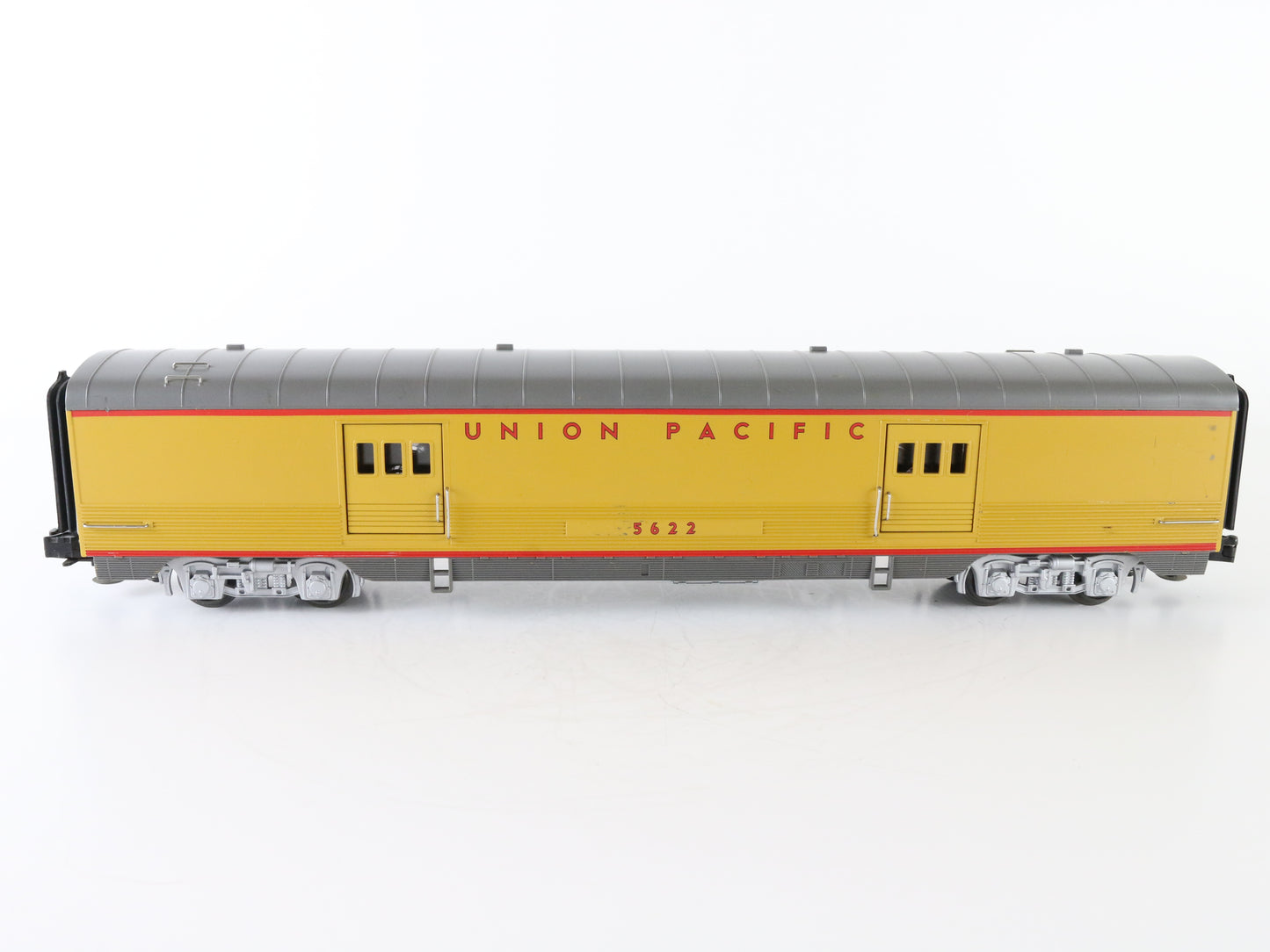 MTH O Union Pacific UP 5622 Yellow & Gray Baggage Passenger Car 3 Rail