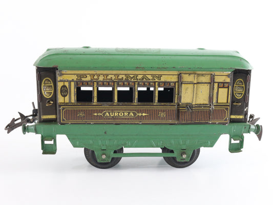Aurora Pullman Green & Brown Passenger Coach Car Hornby Meccano O Model Train classic multi-tone coach design