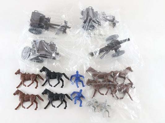 Lot Of 2 Sets Union & Confederate Cavalry Soldiers Wagons Cannons 54mm 1:32