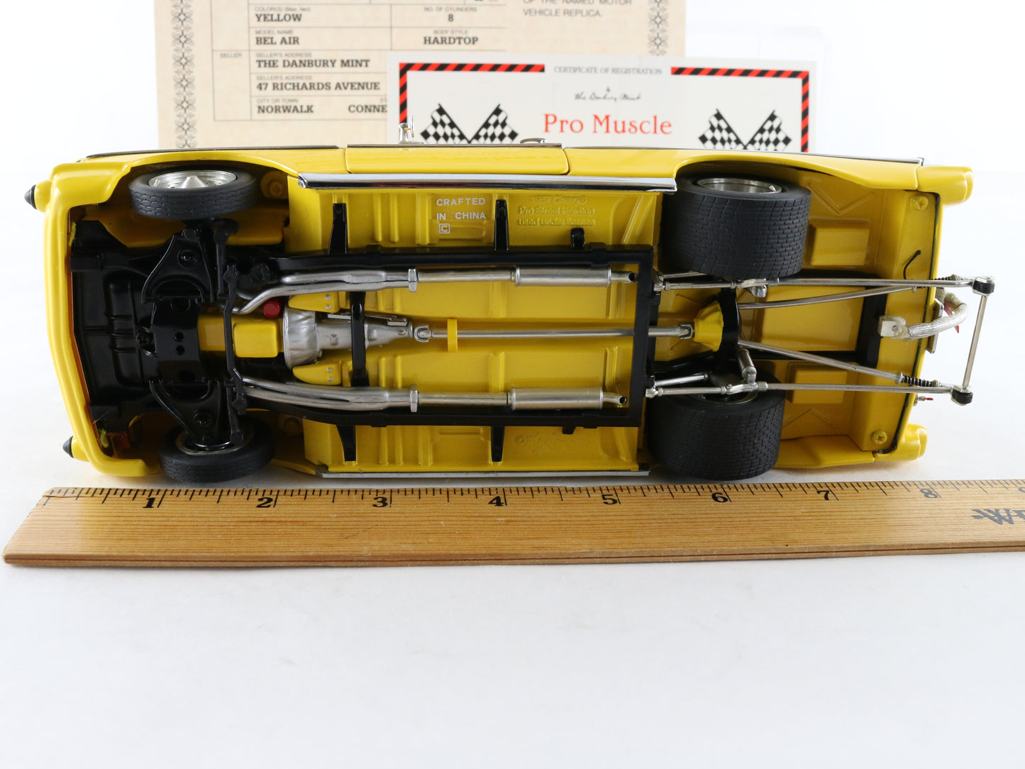 1957 Chevrolet Bel Air Pro Street Hardtop Yellow Danbury Mint 1:24 Model Car