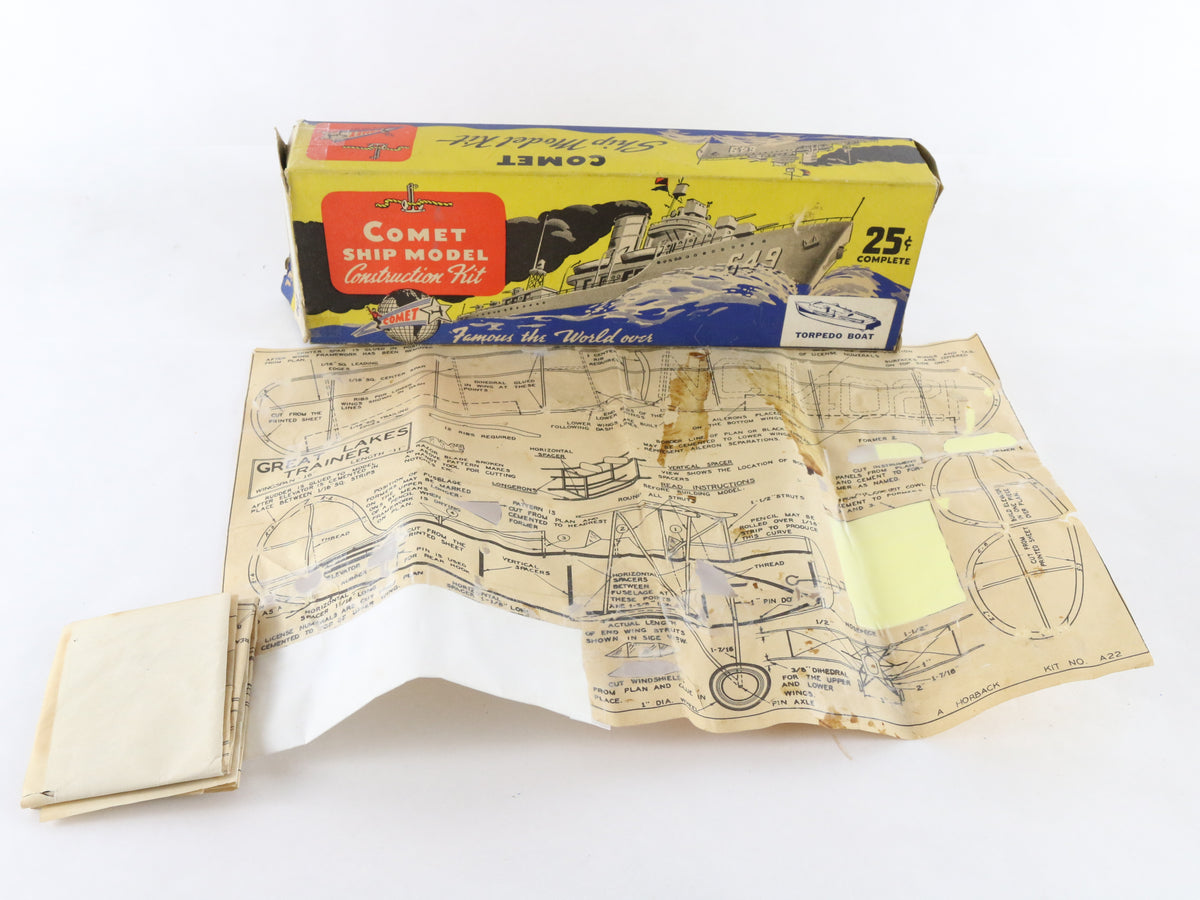 Torpedo Boat K8 Comet Ship Model Partially Assembled VINTAGE Wood Boat Kit