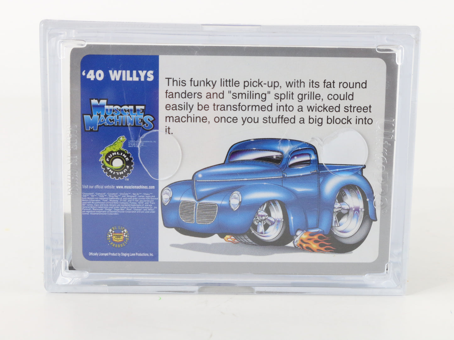 1940 '40 Jeep Willys Blue Muscle Machines Funline 1:64 Model Car W/ Custom Case