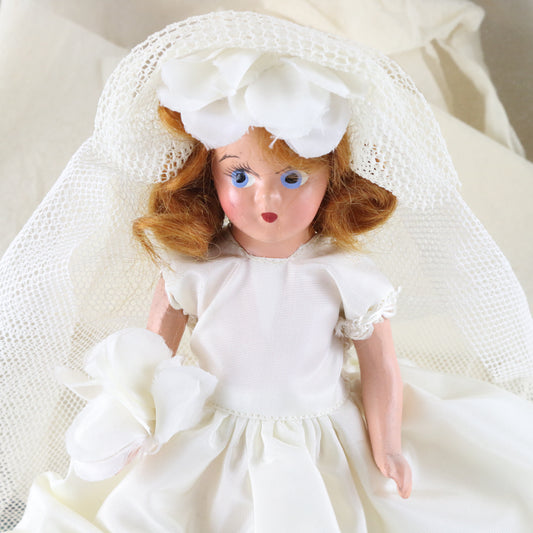 Vintage 1930s Nancy Ann Storybook Wedding Dress Girl Bisque Doll 7.5"