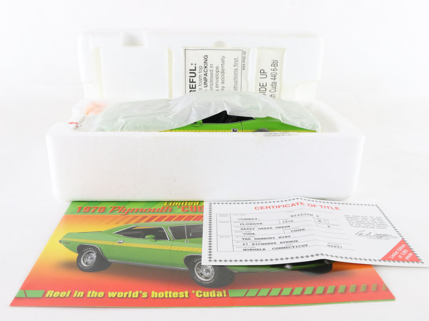 1970 Plymouth Barracuda Cuda Coupe 440/6-BBL Green Danbury 1:24 LE #1001/5000