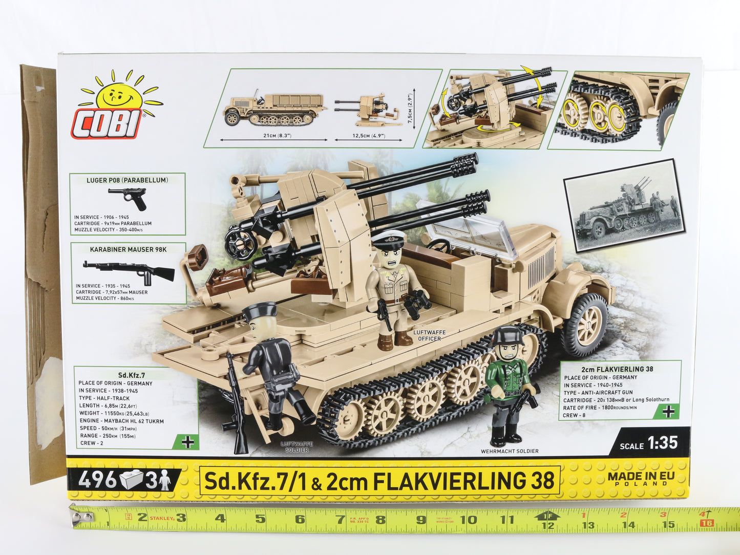 Sd.kfz 7/1 2cm Flakvierling 38 Half Track W/ Aa Gun German WW2 Cobi 1:35 2274