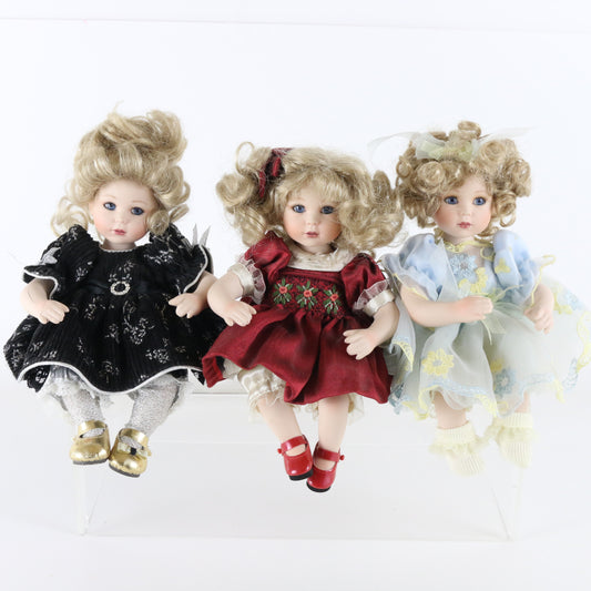 Set Of 3 Tiny Tot Trio M'lissa Virginina Marie Osmond 8" Porcelain Dolls 338